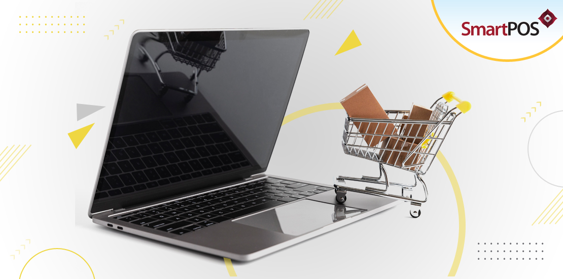 An image of a shopping cart within a laptop